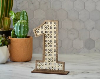 Rattan Cane Pattern Wooden Numbers // Terracotta Wedding // Boho Party Decor // Birthday Number Decoration // Wedding Signs // Table Numbers