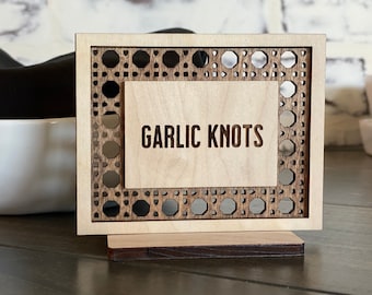 Custom Food Name Signs // Cane Rattan Wedding Signs // Miniature Wood Signs // Buffet Labels // Reception Food Signs // Boho Wedding