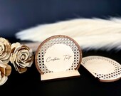 Custom Wedding Table Sign Personalized Terracotta Wedding Decor Dessert Table Sign Custom Engraved Rattan Pattern Standing Sign