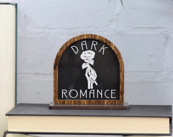 Dark Romance Book Genre Sign: Laser-Cut Baltic Birch Library Decor