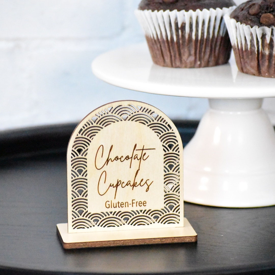 Custom Engraved Arch Food Signs | Grazing Table Signs | Wave Pattern ...