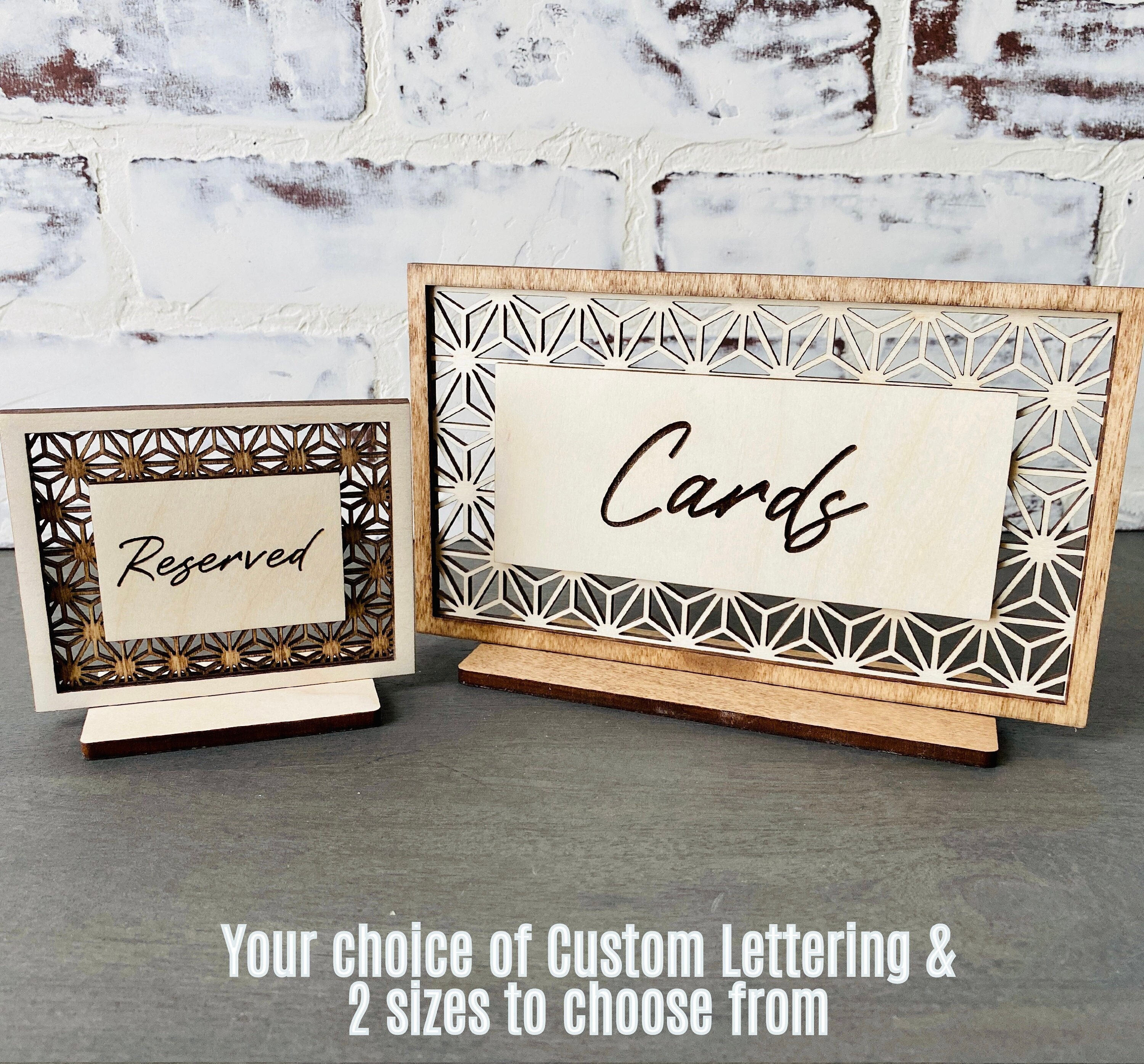 Custom Engraved Wood Sign: Geometric Boho Wedding Decor