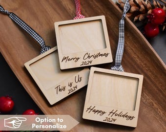 Personalized Photo Frame Ornament 2025: Laser Cut Birch Keepsake