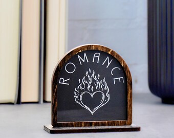 Romance Book Genre Sign: Laser-Cut Baltic Birch Library Decor