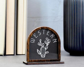 Western Book Genre Sign: Laser-Cut Baltic Birch Library Decor