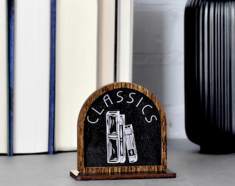 Classics Book Genre Sign: Laser-Cut Baltic Birch Library Decor