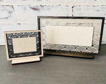 Custom Engraved Wood Sign: Scallop Pattern, Buffet Labels