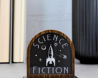 Science Fiction Book Genre Sign: Laser-Cut Library Decor