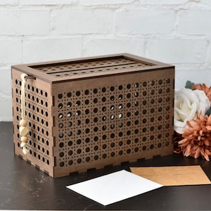 Card Box with Lock for Wedding // Graduation Card Box // Wooden Wedding Envelope Box // Terracotta Wedding Decorations