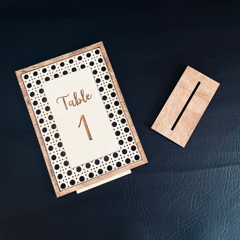 Custom Wooden Standing Sign Wedding Table Numbers Rattan Etsy
