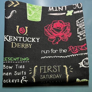 Derby Day Drinks, Mint Julep Pocket Square Made with Licensed Kentucky Derby Fabric, Soft Cotton
