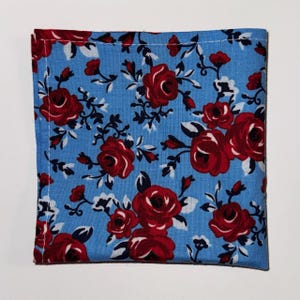 Red Roses, Perfect Derby Day Accessory, Equestrian Pocket Square Made with Soft Cotton Fabric