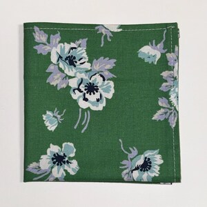 Blue Roses, Perfect Derby Day Accessory, Equestrian Pocket Square Made with Soft Cotton Fabric