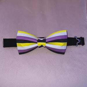 Adjustable Pre-Tied Non-Binary Pride Flag Bow Tie, Soft Cotton