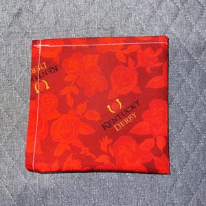Derby Day Roses Pocket Square Made with Licensed Kentucky Derby Fabric, Soft Cotton