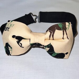 Adjustable Pre-Tied Derby Day Horses, Jockey and Silks Bow Tie Made with Licensed Kentucky Derby Fabric, Soft Cotton
