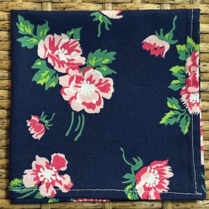 Blue Roses, Perfect Derby Day Accessory, Equestrian Pocket Square Made with Soft Cotton Fabric