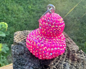 portachiavi anatra cheerleader strass rosa