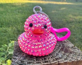 portachiavi anatra cheerleader strass rosa