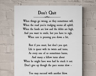Don't Quit Print, John Greenleaf Whittier Quote, Graduation Gift, Grad ...