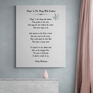 Emily Dickinson Poem Print: Hope is the Thing with Feathers Canvas