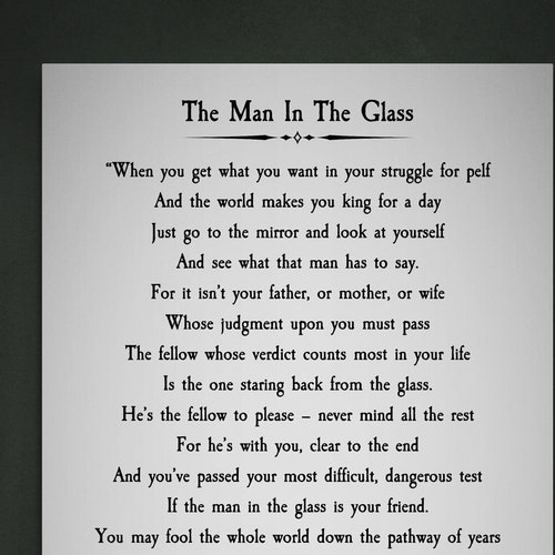 The Man in the Glass Poem by Peter Dale Wimbrow 8x10 Instant Etsy
