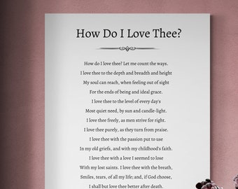 Art Print How Do I Love Thee Wall Art 8x10 Inch Poem by Elizabeth ...
