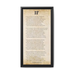 If by Rudyard Kipling, Inspirational Poem, Life Quote. Gift for Son | Wood Framed Canvas