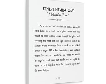 Ernest Hemingway Quote | We Would Be Together, A Moveable Feast | Literary Wall Art | Book Page | Not A Print - Ready To Hang Canvas!