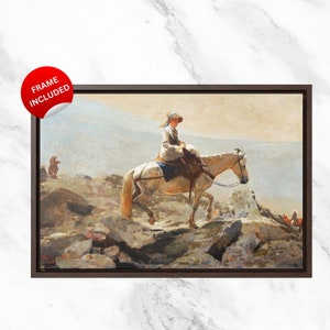 Winslow Homer Equestrian Painting: White Mountains Canvas Art with Floating Frame