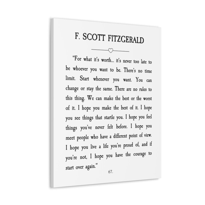 F. Scott Fitzgerald Quote, for What It's Worth, Book Page Quote Wall