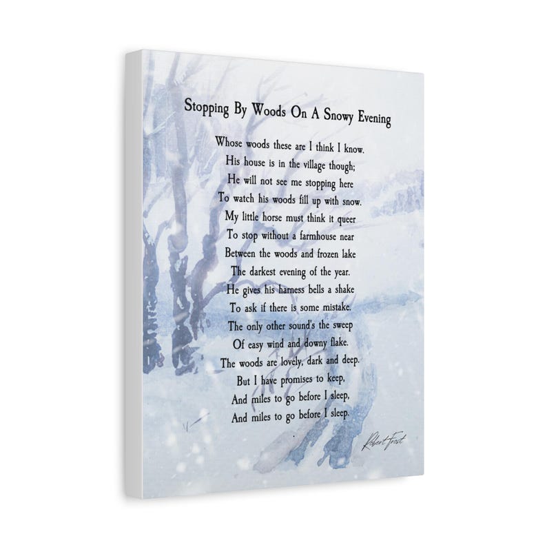 Robert Frost Poem Canvas Wrap: Stopping By Woods, Ready to Hang image 2
