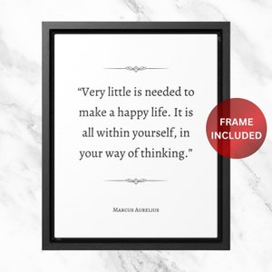 Stoic Philosophy, Marcus Aurelius Quote, Happy Life, Inspirational Quote, Life Quote, Beautiful Framed Canvas - Choose From 5 Sizes