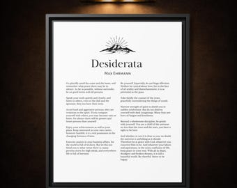 Max Ehrmann Desiderata Poem – Framed Canvas Wall Art – Inspirational Home Decor Gift