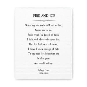 Robert Frost Poem Canvas: Fire and Ice Literary Wall Art