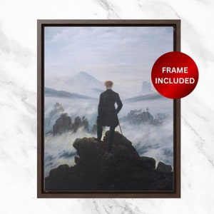 The Wanderer Above A Sea Of Fog by Caspar David Friedrich |  Oil Painting Print on Wood Framed Canvas | Full Painting With Choice Of Sizes