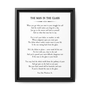 The Man In The Glass Poem: Framed Inspirational Canvas Art