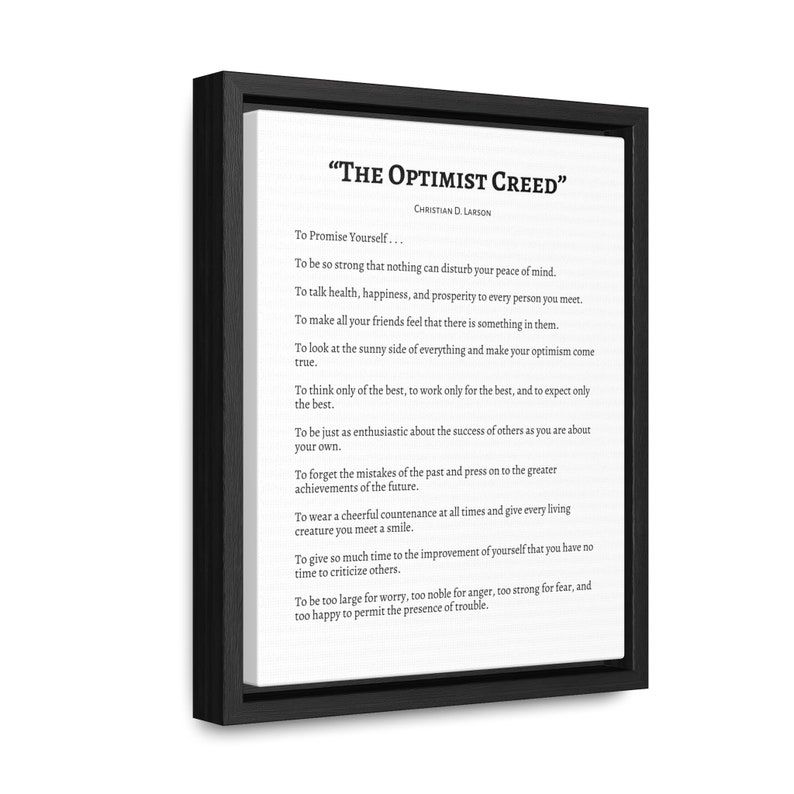 The Optimist Creed by Christian D. Larson, Motivational Life Quote ...