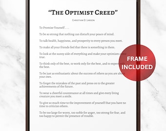 The Optimist Creed by Christian D. Larson, Motivational Life Quote, Wood Framed Canvas - Choose From 6 Sizes