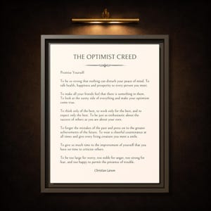 Christian Larson Optimist Creed, ingelijste canvas kunst aan de muur, inspirerend cadeau beloof jezelf