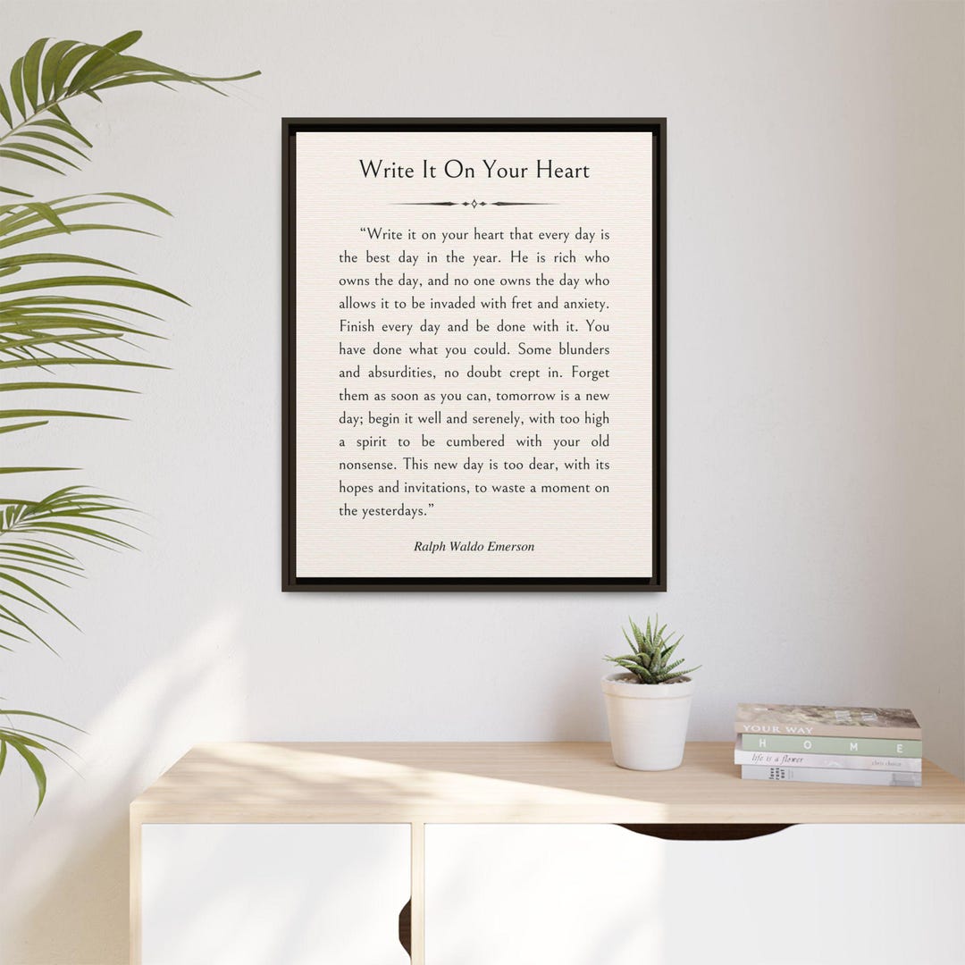 Ralph Waldo Emerson Write It on Your Heart, Framed Canvas Wall Art ...