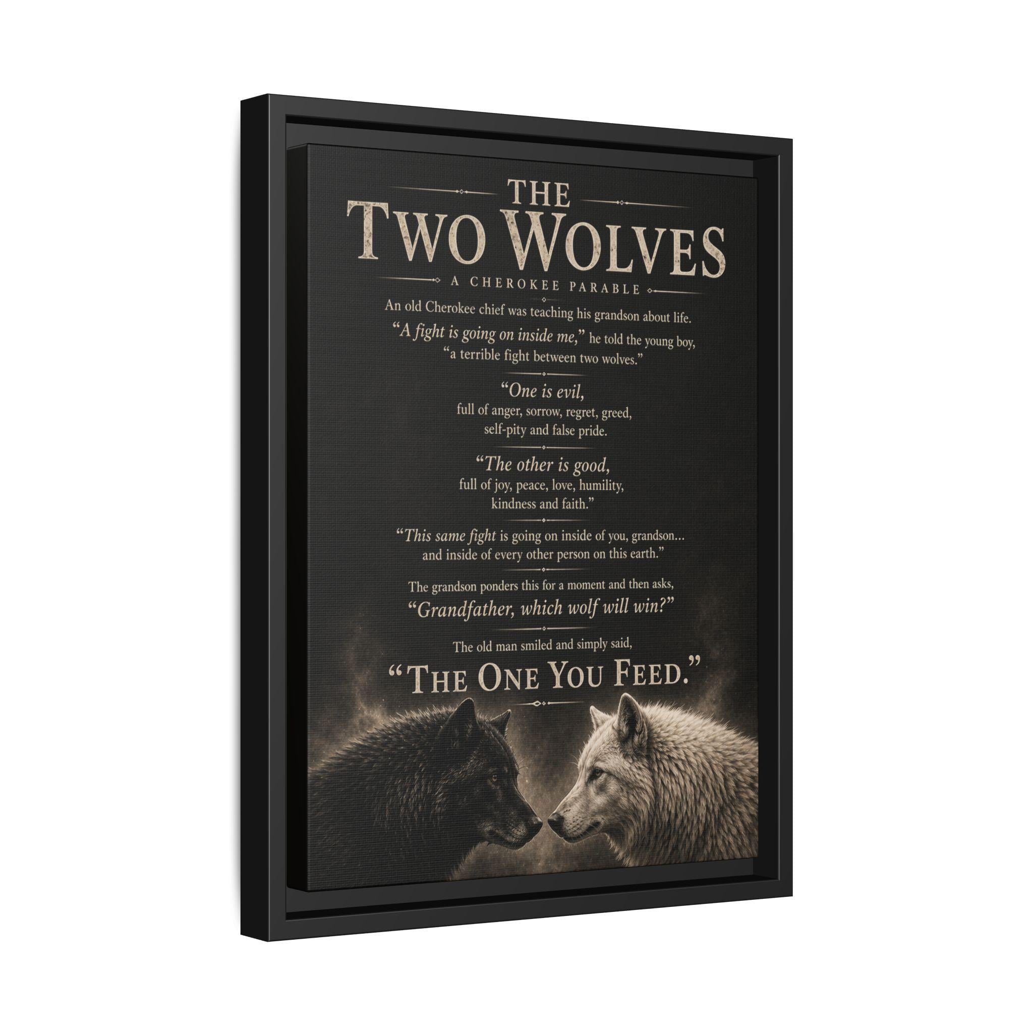 Parable Of Two Wolves Two Wolves Canvas, Cherokee Parable Wall Art, Inspirational ...