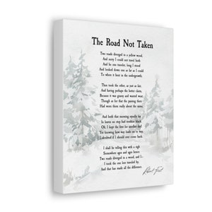 Poetry Inspired Canvas Wall Art, Robert Frost Poem, The Road Not Taken, Gallery Wrap