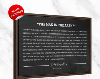 The Man in the Arena Framed, The Man in the Arena Sign, Office Sign, Inspirational Sign, Museum-Quality Canvas and Choice Of Frames
