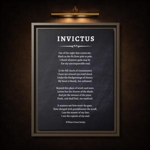 Invictus Poem Wall Art – William Ernest Henley Quote, Framed Canvas, Motivational Gift for Him