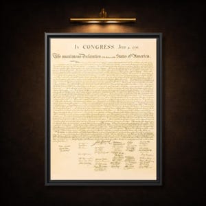 Declaration of Independence, Framed Museum-Grade Canvas Wall Art, Patriotic American History Gift