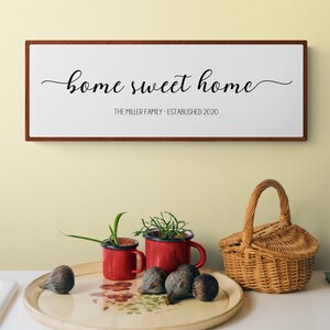 Personalized Home Sweet Home Sign: Wood Framed Farmhouse Decor