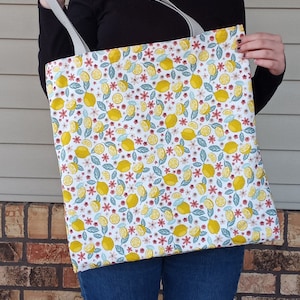 Lemon Flower Printed Tote Bag