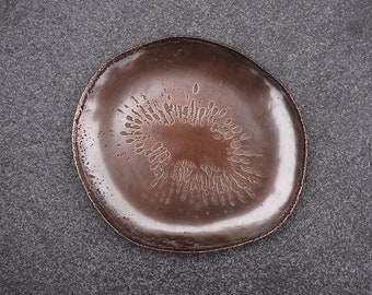 Vintage Hand Forged Copper dish, Trinket tray, Ring Holder, Key plate, Saucer, Anniversary Gift (Kiwi)
