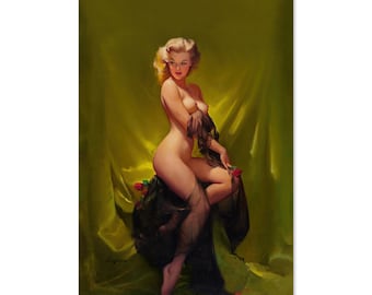 Golden Beauty Vintage Style Elvgren Sexy Pin-Up Girl Poster | For Gifts and Wall Art Décor